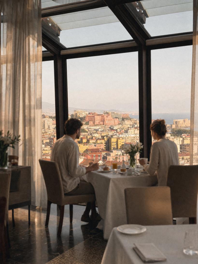 La stessa sala ristorante con il trattamento The Hospitality Lens